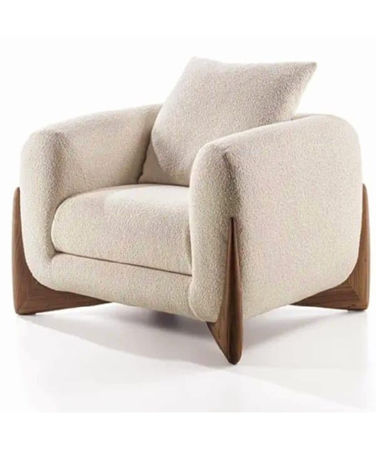 Stylish Sofa Chesterfield Design with Stylish Wooden Legs Bouncy Teddy Fabric Sofa for Bedroom, Living Room, Dining Room & Hallway- (1 Seater Beige) - Image 3