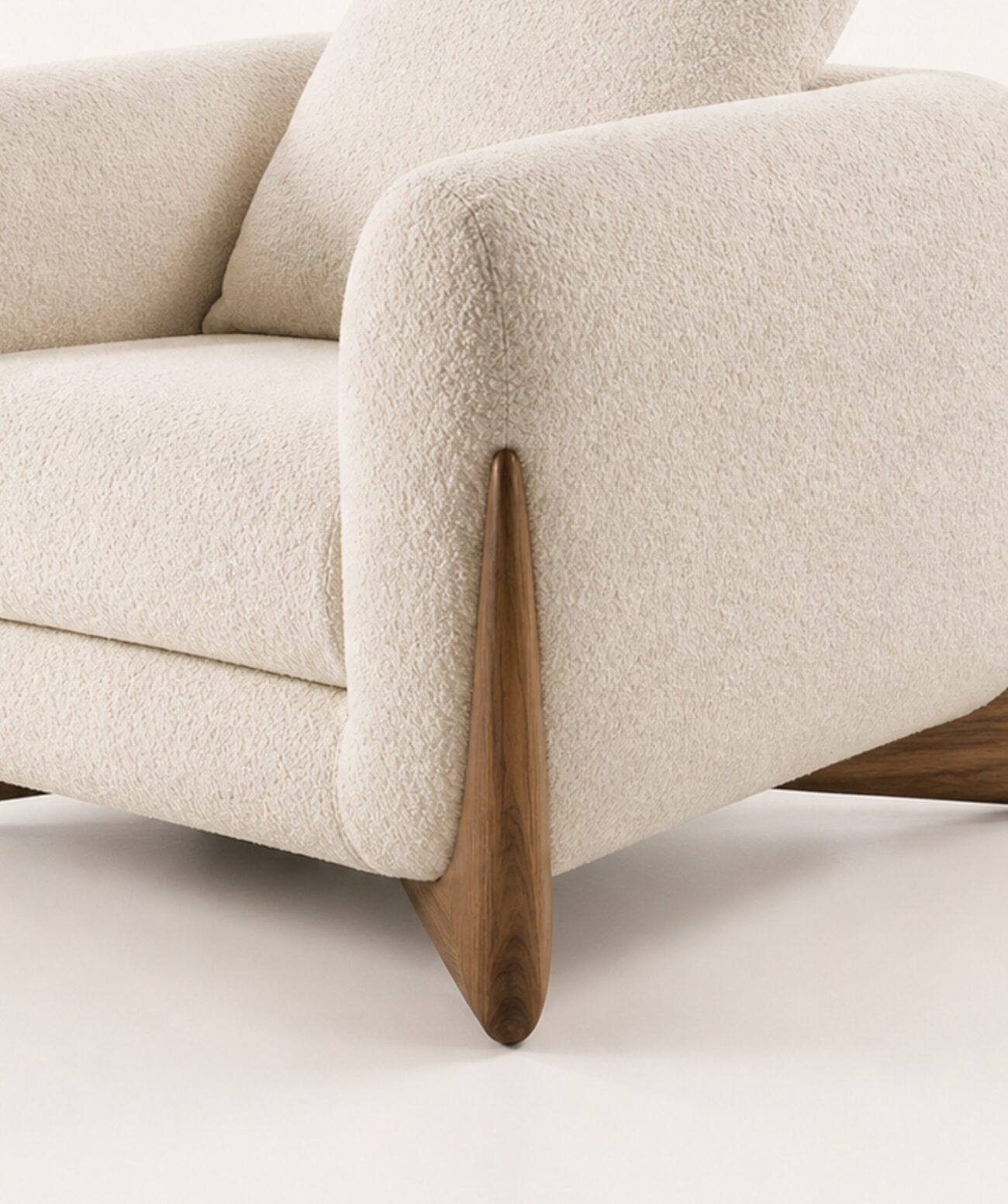 Stylish Sofa Chesterfield Design with Stylish Wooden Legs Bouncy Teddy Fabric Sofa for Bedroom, Living Room, Dining Room & Hallway- (1 Seater Beige) - Image 2