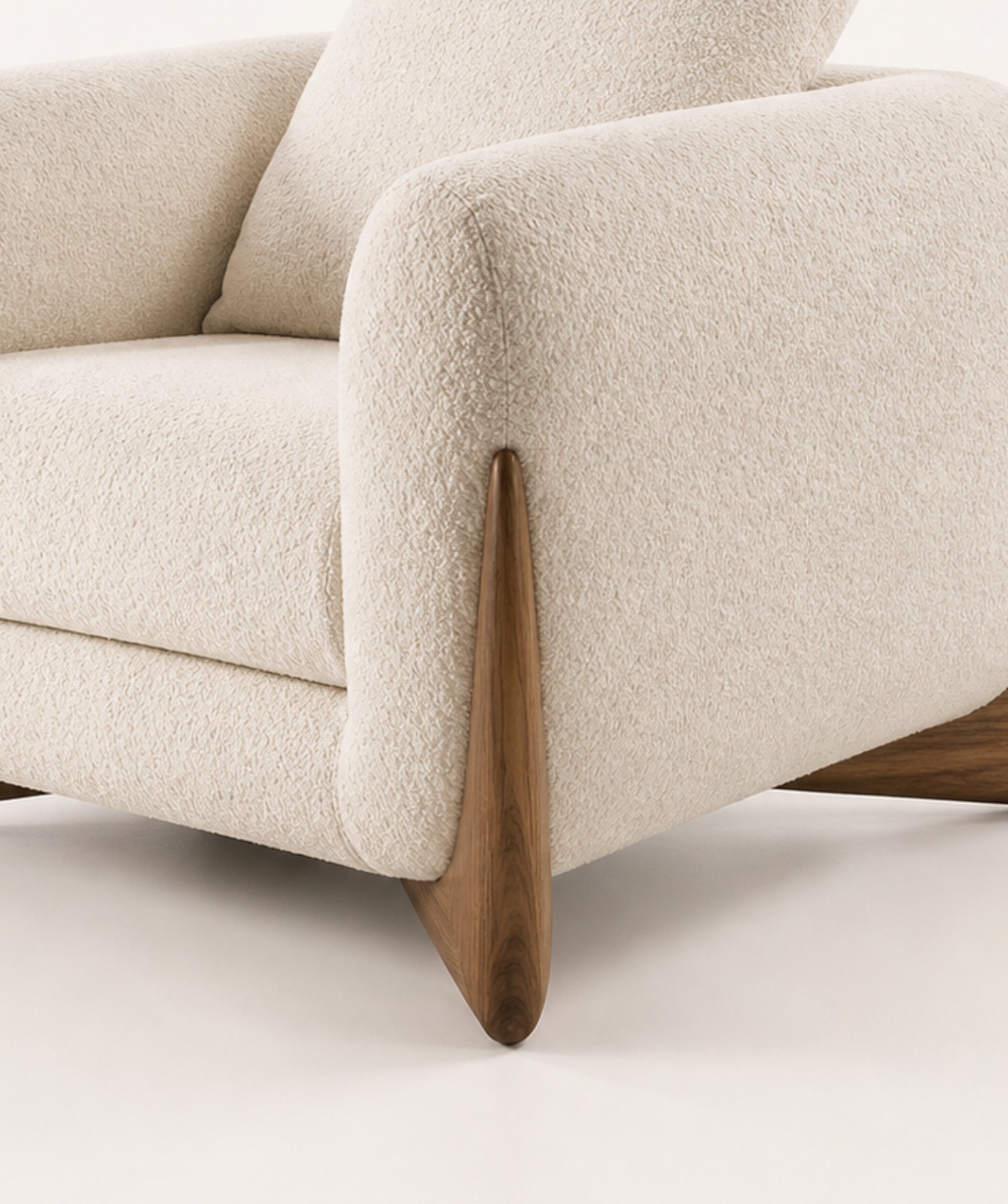 Stylish Sofa Chesterfield Design with Stylish Wooden Legs Bouncy Teddy Fabric Sofa for Bedroom, Living Room, Dining Room & Hallway- (1 Seater Beige) - Image 2