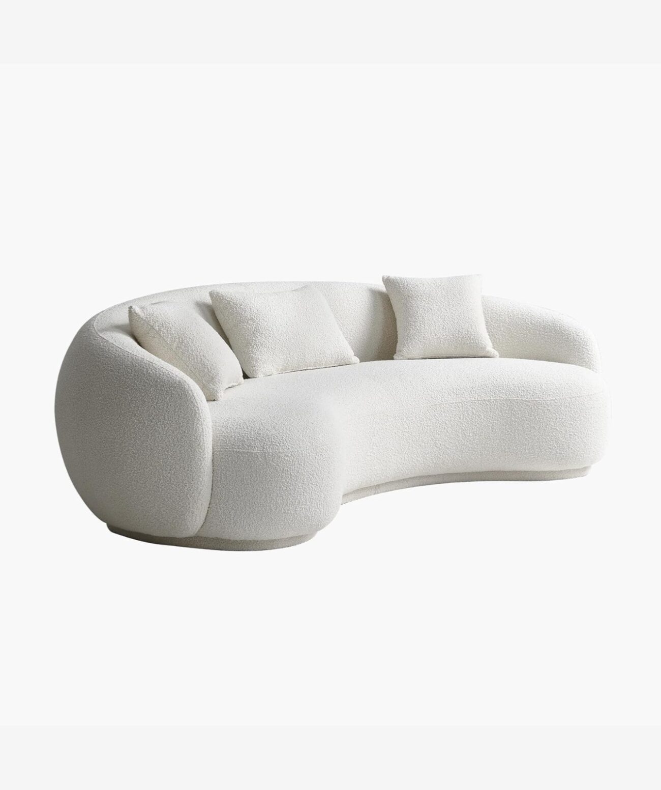 Modern Sofa Chesterfield Design with Stylish Wooden Legs Bouncy Teddy Fabric Sofa for Bedroom, Living Room, Dining Room & Hallway-(3 Seater Beige Curved). - Image 3
