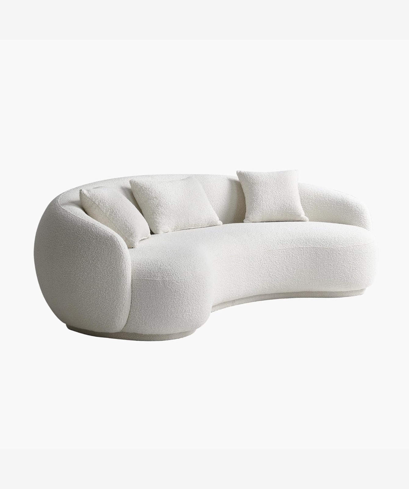 Modern Sofa Chesterfield Design with Stylish Wooden Legs Bouncy Teddy Fabric Sofa for Bedroom, Living Room, Dining Room & Hallway-(3 Seater Beige Curved). - Image 3