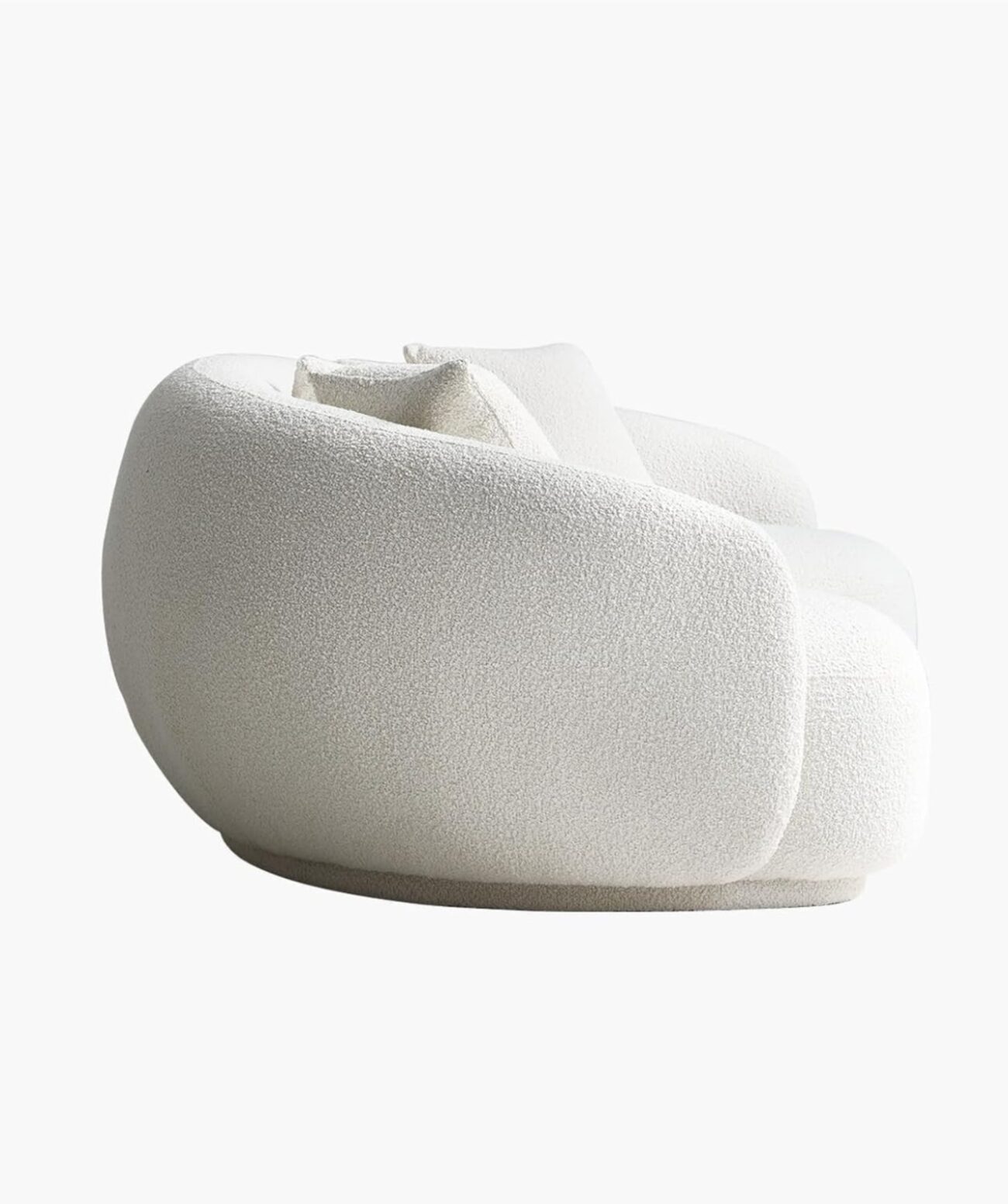 Modern Sofa Chesterfield Design with Stylish Wooden Legs Bouncy Teddy Fabric Sofa for Bedroom, Living Room, Dining Room & Hallway-(3 Seater Beige Curved). - Image 2