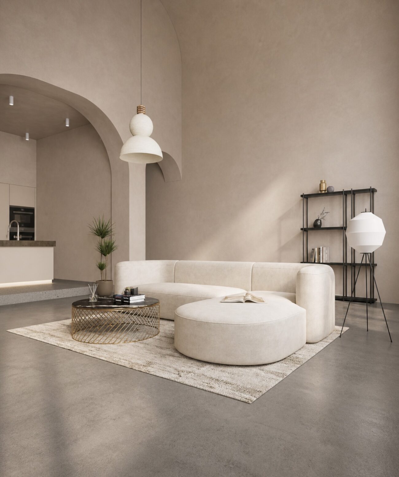 Modern Sofa Chesterfield Design with Stylish Wooden Legs Bouncy Teddy Fabric Sofa for Bedroom, Living Room, Dining Room & Hallway-(3 Seater Beige L Shape). - Image 5