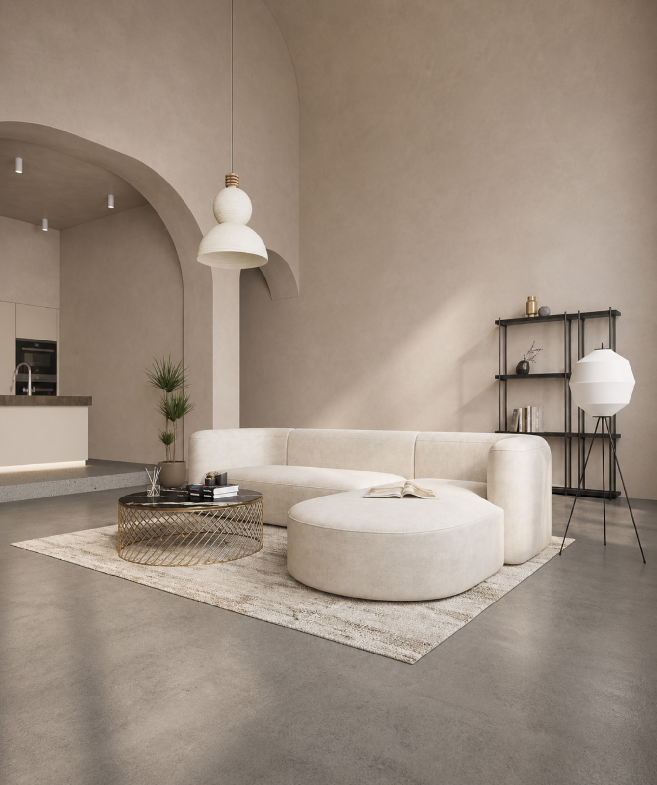 Modern Sofa Chesterfield Design with Stylish Wooden Legs Bouncy Teddy Fabric Sofa for Bedroom, Living Room, Dining Room & Hallway-(3 Seater Beige L Shape). - Image 5